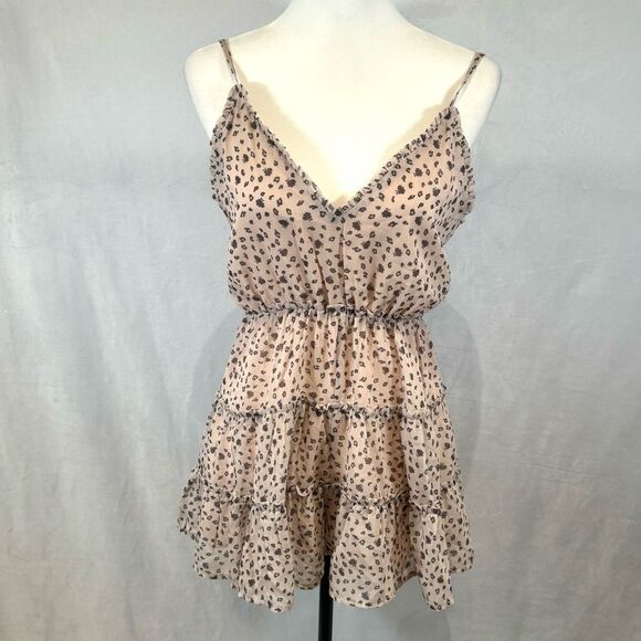 Blush Boutique cheetah animal print ruffle babydoll romper size small - Picture 1 of 6